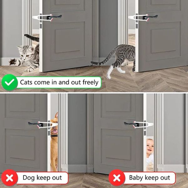 Cat Door Holder Latch Adjustable Cat Door Alternative to Keep Dogs Out of Cat Litter Boxes and Food Flex Latch Strap.