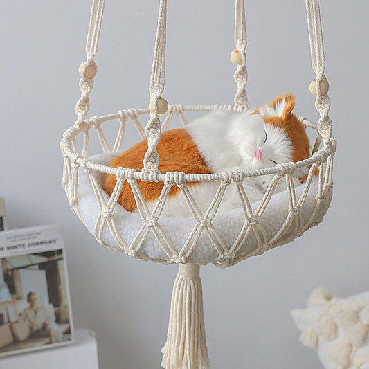 Large Macrame Cat Bed Basket