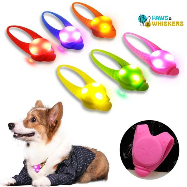 Led silicone luminous pet dog collar pendant