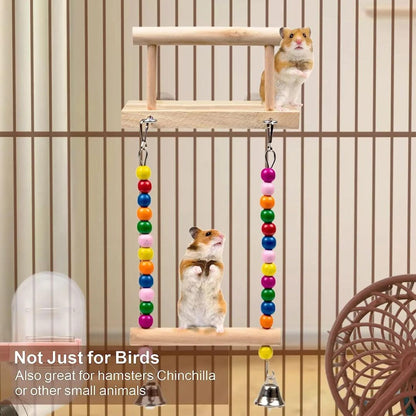 Interactive wooden toy for birds