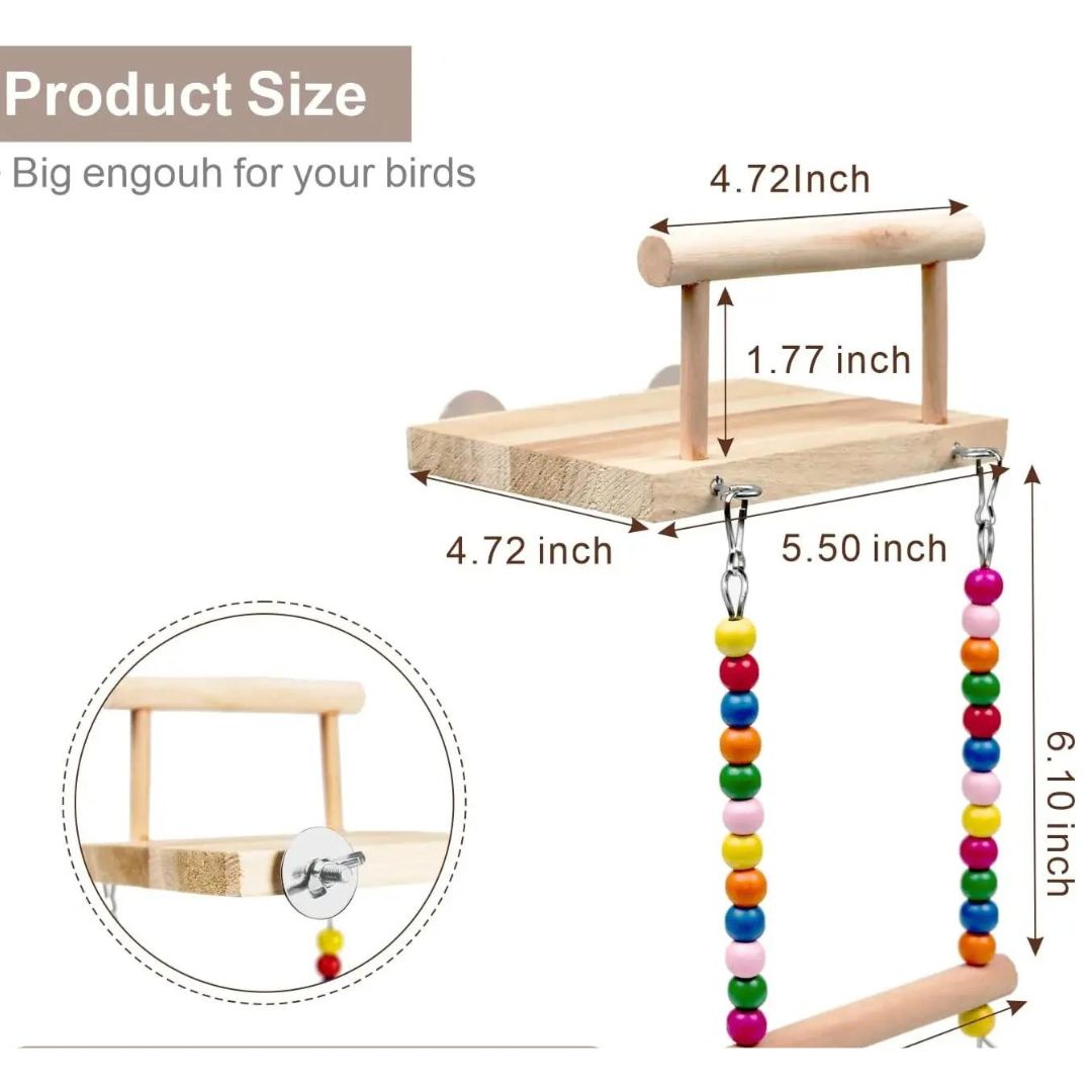 Interactive wooden toy for birds