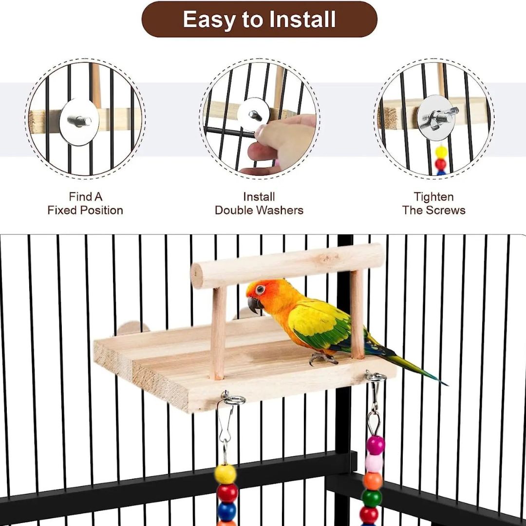 Interactive wooden toy for birds