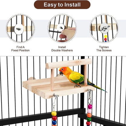 Interactive wooden toy for birds