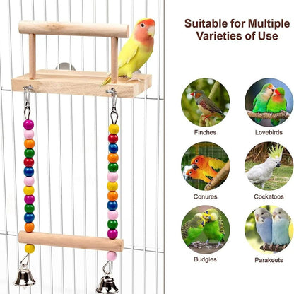 Interactive wooden toy for birds