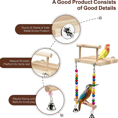 Interactive wooden toy for birds